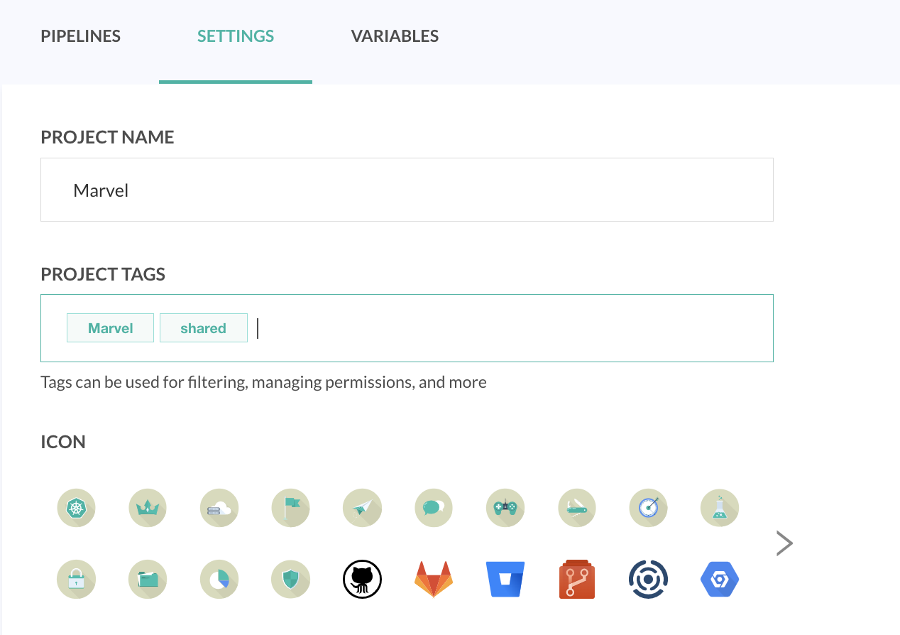 Assigning tags to a project