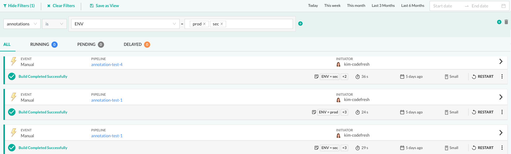 Filter builds by annotations