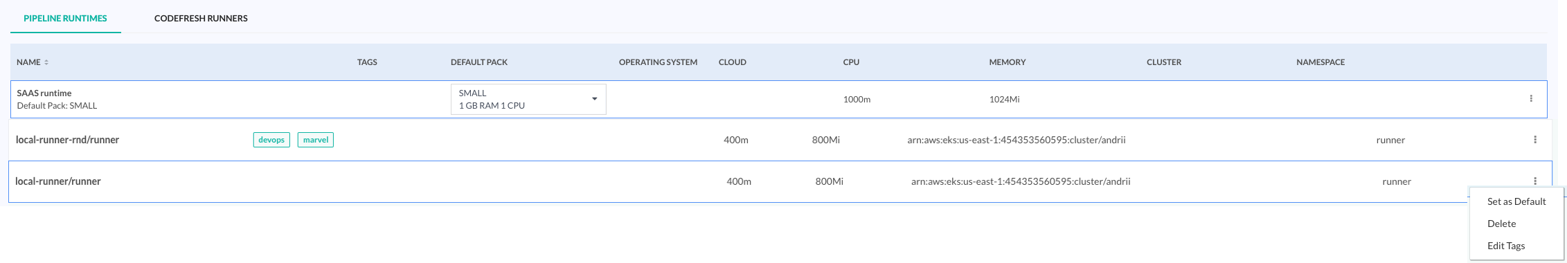 Tags for Pipeline Runtimes